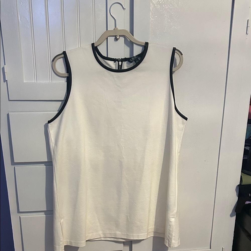 Ralph Lauren Ivory Tank Top with Dark Edges
